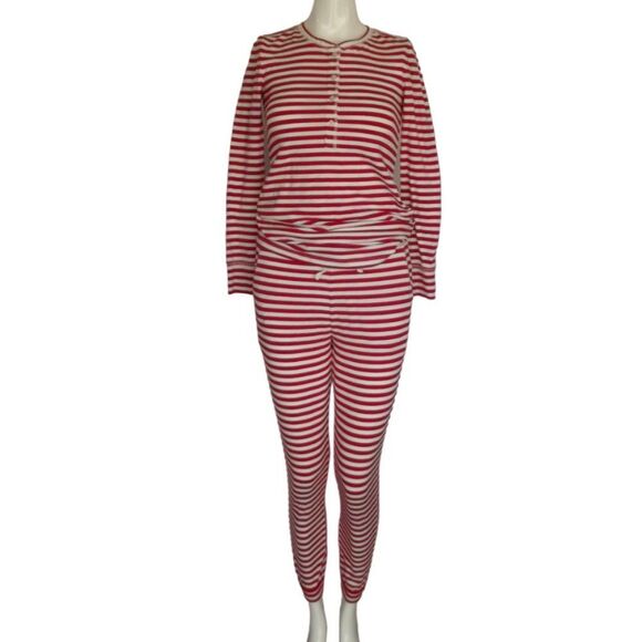 J.CREW Pajama Set, XXS, Red/White stripes, 2 pc, Top/Pants, Stretchy Jersey - Picture 1 of 12